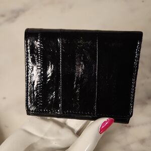 Vintage |  Black Eel Skin Unisex Small Wallet / Bifold
